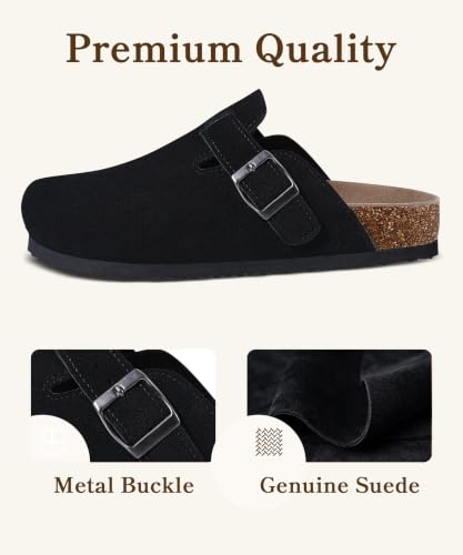 Image of ODOLY Genuine Suede Clogs for Women Men Comfort Cork Footbed Potato Shoes