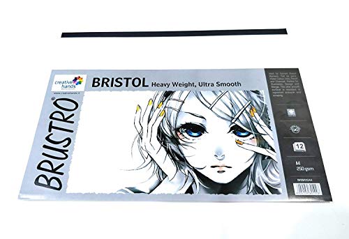 Image of Brustro Ultra Smooth Bristol Sheets, A4 Size, 250 GSM Pack of 20 + 4 Free Sheets & Brustro Drawing Papers 200 GSM A4, Contains 40+10 Sheets