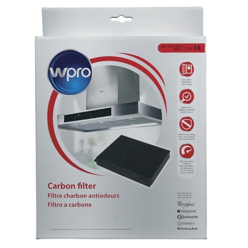 Wpro Filtre à charbon actif CHF15/1 - 225 x 210 mm - Modèle 15 - Pour hotte aspirante Whirlpool...