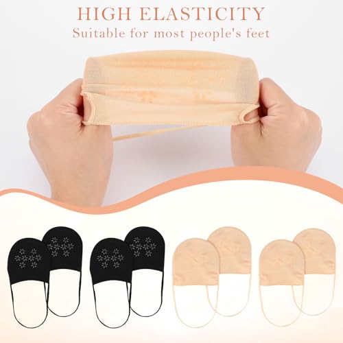 4 Pairs Toe Toppers No Show Liner Half Socks for Women Seamless Grip Non Slip Hidden Toe Covers Invisible Non-Skid Bottom for Mule Heels Ball of Foot Cushion Socks Women's Toes Cover3