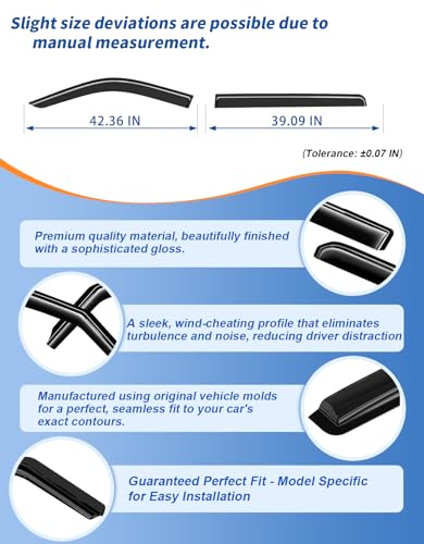 Image of Extra-Thick Rain Guards Fit for 2022-2026 Toyota Tundra CrewMax Cab Full-Size Window Rain Guard Extra Durable Window Deflectors Window Vent Visors Vent Shades Exterior Car Accessories