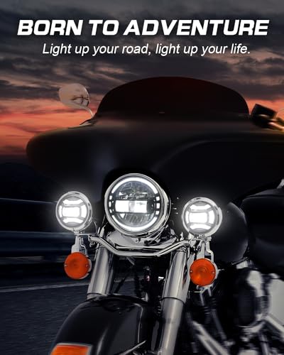 Image of LX-LIGHT DOT Chrome 60W 4.5 Inch LED Passing Light with DRL LED Fog Lamps for Motorcycles Auxiliary Light Bulb Motorcycle Projector Driving Lamp