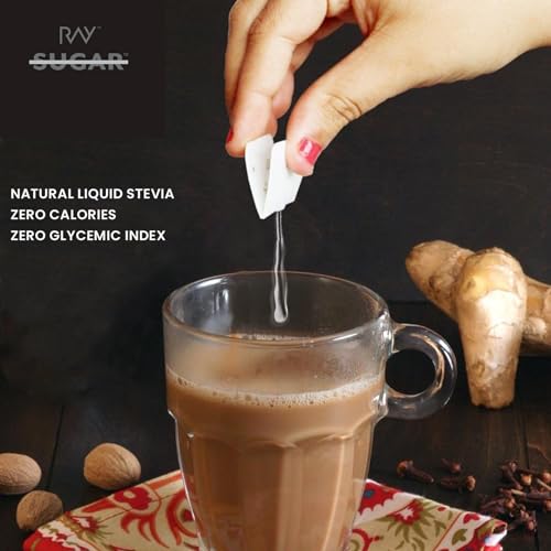 Image of LB RAY No Sugar Liquid STEVIA Sachets - Natural Sugar Substitute - Keto Friendly - Zero Calories, Zero Glycemic Index - (100 X1ml) sachets
