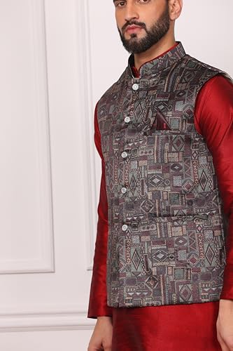 Image of Kurta With Churidar & Multicolor Nehru jacket Set