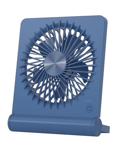 Tevelecin Kleiner Schreibtischventilator, 2000 mAh, wiederaufladbarer USB- Ventilator, batteriebetrieben, ultra- leise, starker Wind, 3 Geschwindigkeiten und ca. 4- 12 Stunden längere Lebensdauer, 180°
