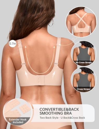 Image of OEAK Women Value Series Jelly Bras Wireless Pushup Convertible Bra | Everyday Essentials,Comfortable Bralettes,No Underwire,Full Coverage,Support Lift,Tshirt,Soft,Seamless,Scalloped
