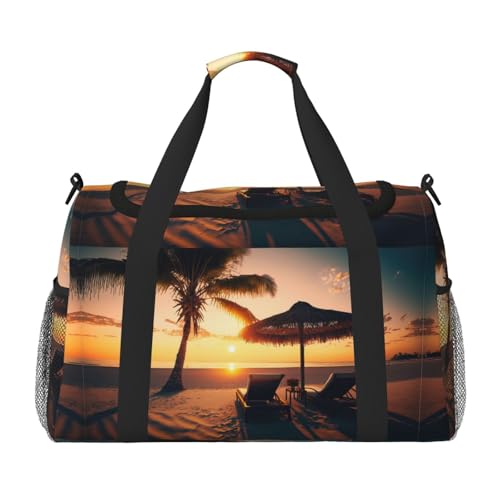 Bolsa de lona para viajes, hawaiana al atardecer, playa, fin de semana, para pasar la noche, bolsa de transporte, bolsa de gimnasio para mujeres y hombres, bolsa de viaje de artículos personales