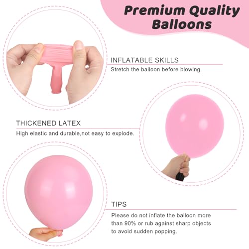 Image of RUBFAC 135pcs Baby Pink Balloons Different Sizes 18 12 10 5 Inch for Garland Arch, Light Pastel Pink Latex Balloon for Wedding Birthday Party Baby Shower Gender Reveal Anniversary Decorations