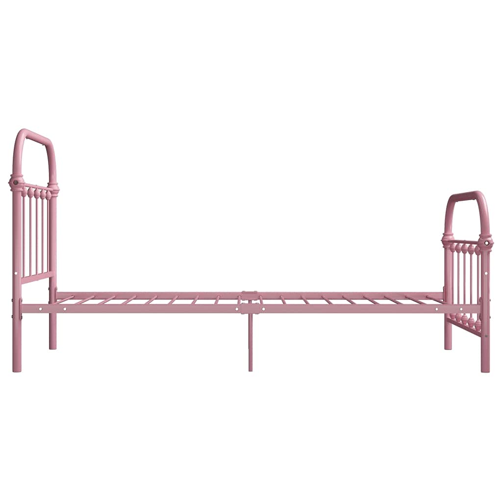 vidaXL Estructura de Cama Dormitorio Casa Robusta Duradera Mobiliario Cómodo Moderna Individual para Jóvenes Metal Rosa 100x200 cm