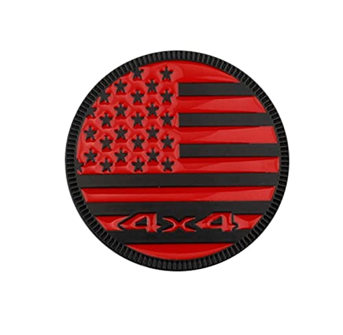 Image of CONGCONG for Jeep Emblem babge U.S. Flag Emblem 4x4 Metal Automotive Badge Specifically Designed for The Jeep Wrangler Cherokee - Stick it Anywhere(The National Flag and red)