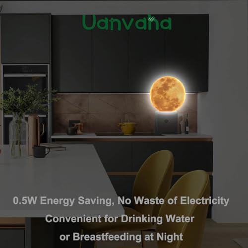 Image of Moon Lamp Yellow Full Moon LED Dusk to Dawn Night Light Auto Sensor for Bedroom Bathroom Hallway Living Room