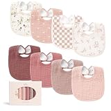 Konssy 8-Pack Muslin Baby Bibs, Adjustable Fit for Drooling and Teething