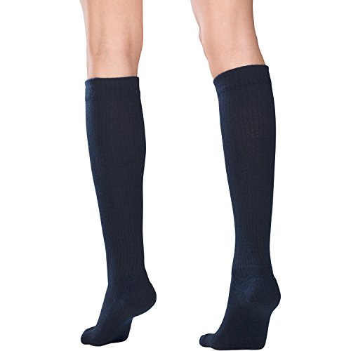 Image of Truform Compression Socks, 10-20 mmHg, Ladies Gym Socks, Knee High Over Calf Length, Navy, X-Large (Pack of 2)