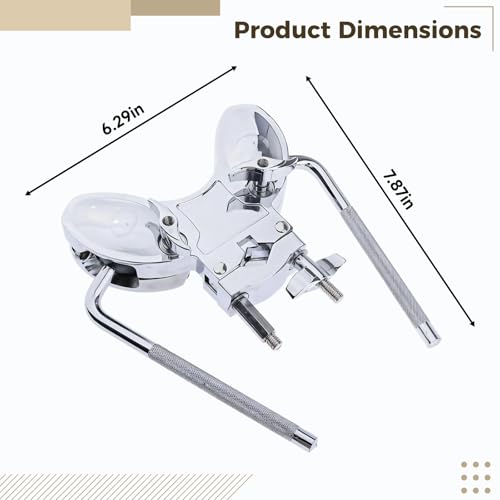 Soporte para tambor Tom doble, abrazadera de aleación de aluminio, electrochapado resistente al óxido, soporte para rack de batería, reemplazo ideal para set de batería miniatura 4
