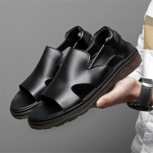 Men's Sandals Breathable Leather Shoes Casual Sandals Men Shoe Retro Leisure New Flats(38)3