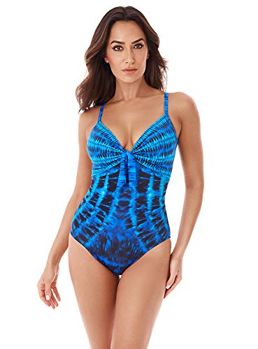 Miraclesuit Women's Swimwear Beach Goes On Pin Up Tummy Control Underwire Bra One Piece Swimsuit, Multi, 14
