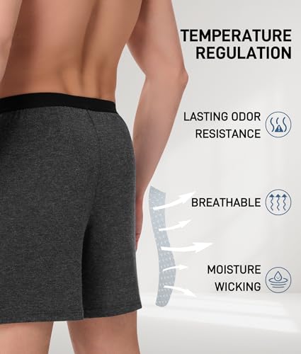 2 Pack Mens Merino Wool Boxer Briefs, Breathable Men's Wool Underwear, Comfortable Long leg Stink Free Tagless Boxers4