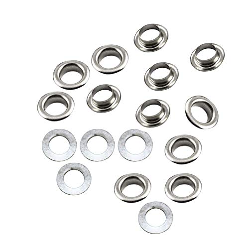 WedDecor 6.5mm Eyelets with Washers Snap Fastening Grommets for Leathercrafts, DIY Art Projects, Banner Making, Clothing, Scrapbooking, Bags, Sewing Projects, Silver, Pack of 50
