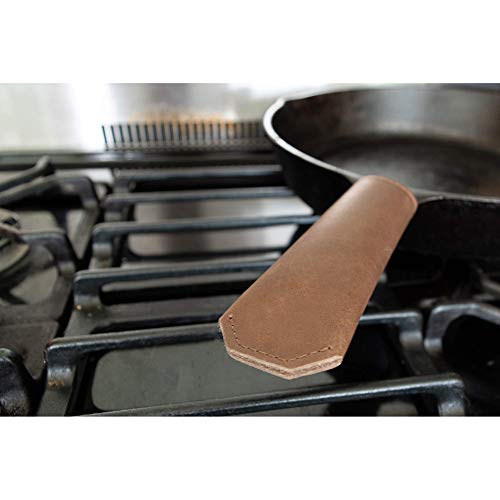 Northwind Supply Leather Cast Iron Skillet Handle Cover | 100% Full Grain Domestic Leather | Pot Holder Cover | Pot Holder Leather Potholder thumb #5