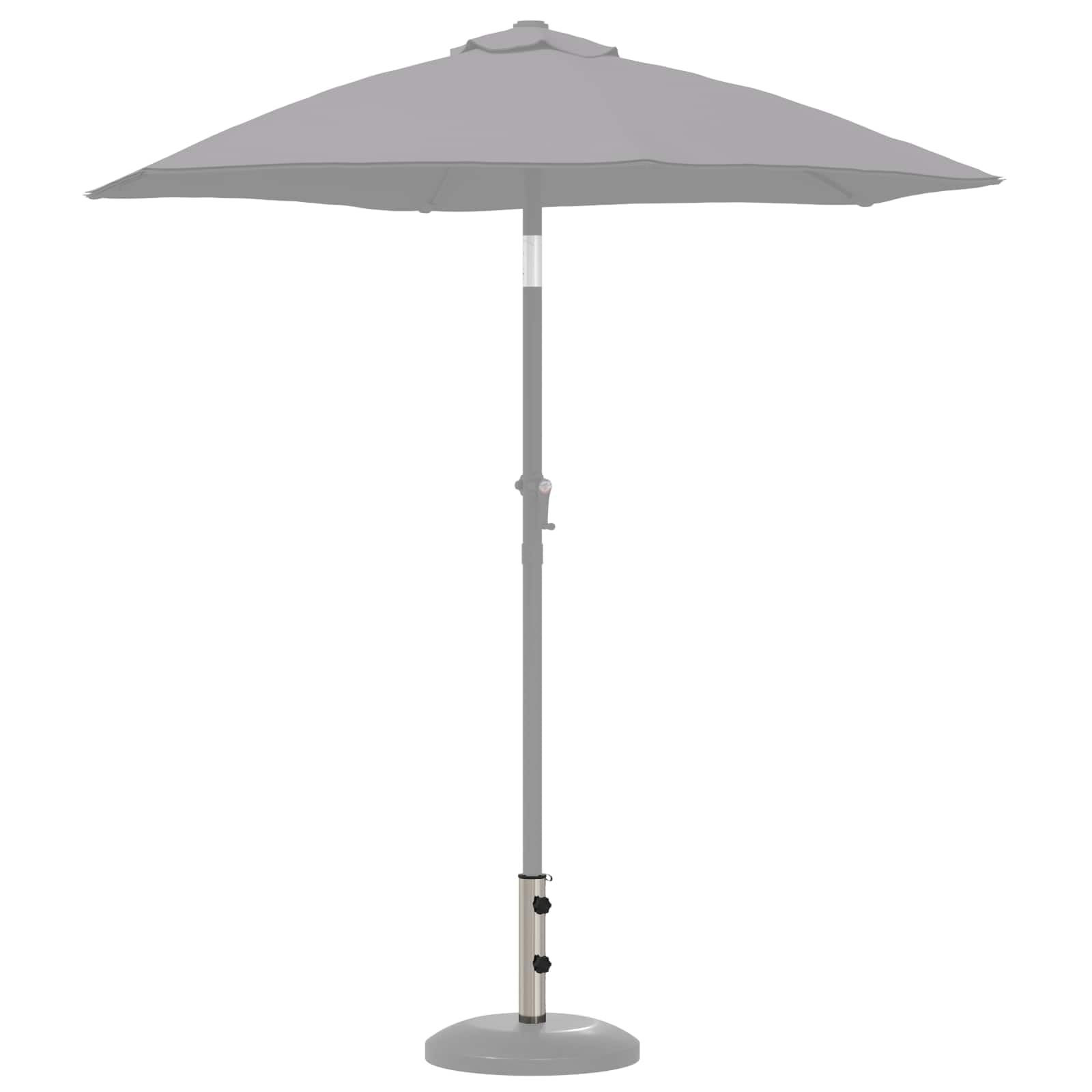Tubo di base per ombrellone in acciaio inox lucido, 0,63 kg, modulo base con adattatore e 2 bottoni di serraggio per aste da 40 a 50 mm, per balcone, terrazzo, giardino