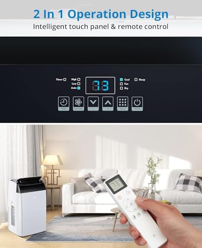 Image of Garvee 14K BTU 3-in-1 Portable AC with Remote & Window Kit 750 sqft Room | Portable Air Conditioner with Cooling, Dehumidifier, Fan, Follow Me, 24-Hour Timer