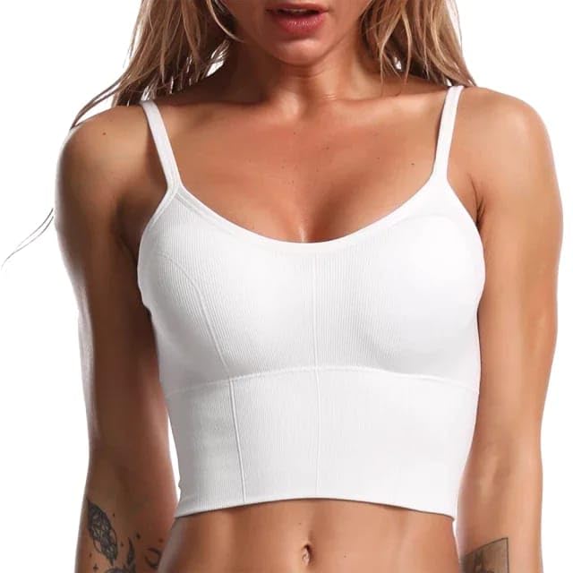 Women's Seamless Sports Bra Workout Crop Top Tank Tops for Women Long Lined Ribbed Fitness Free Size 28 Till 32-picture-17