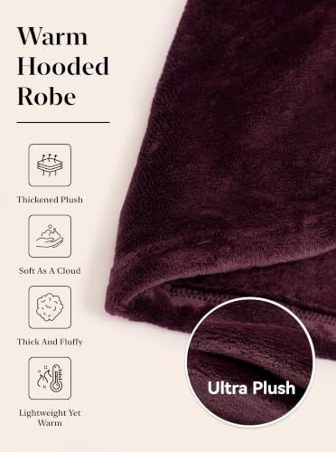 Image of Hellomamma Long Hooded Robe for Women Luxurious Flannel Fleece Full Length Bathrobe Winter Warm Pajamas Shower Nightgown