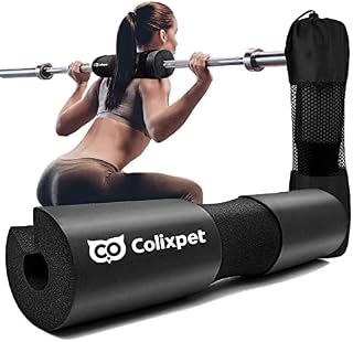Colixpet Barbell Pad Squat Pad for Hip Thrusts Squats Lunges Weight Lifting Neck and Shoulder Olympic Bars Pads with 2 Squat Pad Safety Straps and Carry Bag