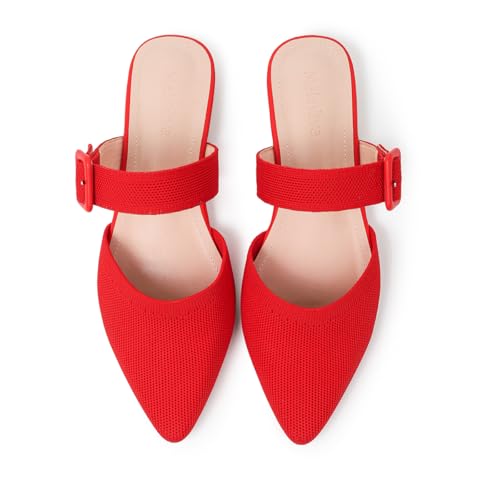 Image of Pointed Toe Mules for Women Flats,Slip On Mules Backless,Wide Width Mules,Mule Slides Flats Sandals