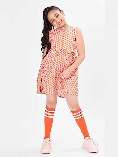 Image of BONKIDS Girl's Cotton Asymmetrical Knee-Length Dresses