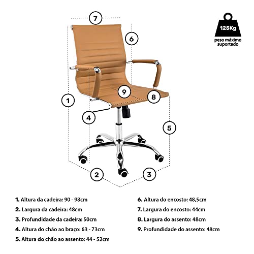 Cadeira de Escritório Moob Boston Diretor Giratória Com Função Relax (Caramelo)