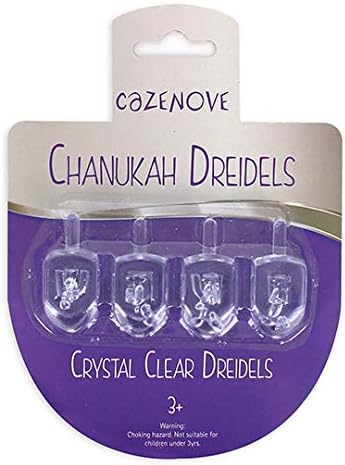 Judaica Place Chanukah Dreidels Transparent Plastic Crystal Clear Set of 4 for Kids