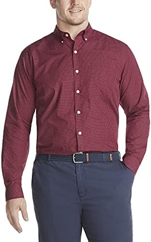 Van Heusen Men's Big & Tall Tall Wrinkle Free Long Sleeve Button Down Shirt, Port Red, 4X-Large Big