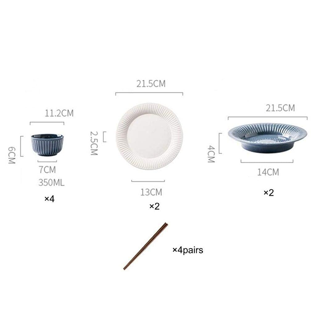 Set da tavola, Set da tavola in Ceramica da 12 Pezzi, Set da tavola in Porcellana Blu e Bianca, Adatto per 4 Persone(