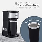 Elite Gourmet EHC-112B Personal Single-Serve Compact Coffee Maker Brewer Includes 14Oz. Thermal Travel Mug with Stainless Steel Interior, Compatible with Coffee Grounds, Reusable Filter, Black - Image 2