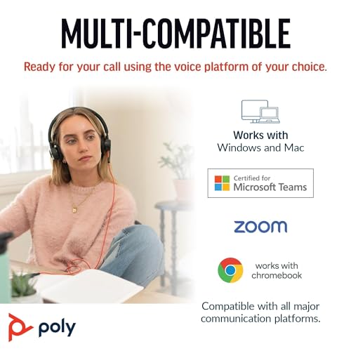 Image of Poly Blackwire 8225 Premium Wired Headset (Plantronics) - Active Noise Canceling - Hi-fi Stereo - Connect to PC /Mac - Certified for Microsoft Teams - Amazon Exclusive
