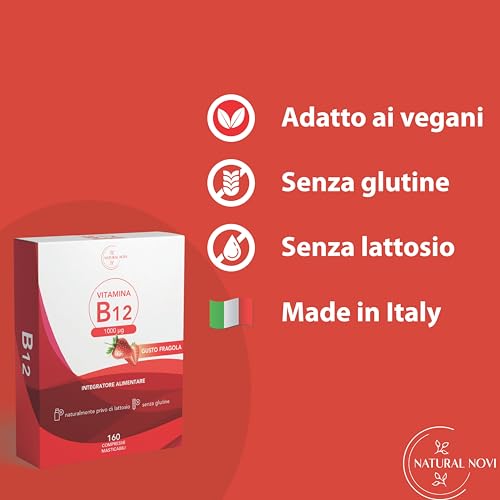 Vitamina B12 1000 Mcg | 160 Micro Compresse Masticabili Alto Assorbimento | | Gusto Fragola | Supporto Fisico E Mentale | Vitamina B Vegan | Alto Dosaggio - 4