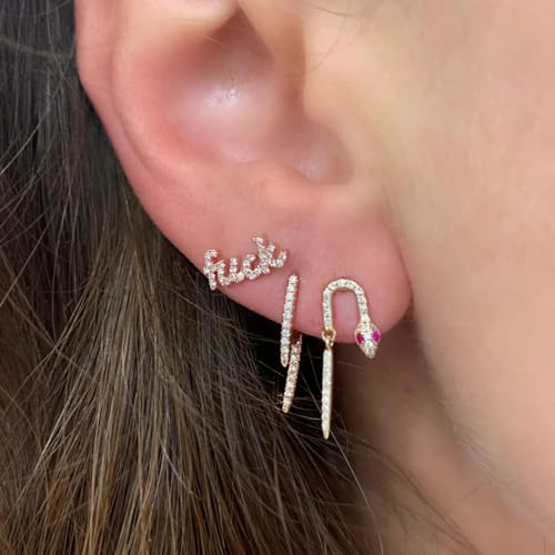 Image of Obidos 14K Gold Plated Illusion Stud Earrings for Women | Triple Huggie Hoop Earrings for One Hole| Trendy Simple Hypoallergenic Fashion Accessories Gold Jewelry Gifts for Womens