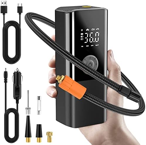 Tire Inflator, 150PSI Cordless Air Compressor Pump Fast Inflation, 6000mAh Rechargeable, Electric Tire Pump with LCD Dual Screen,Two Ways to Inflate for Car Motocycle Bicycle Ball