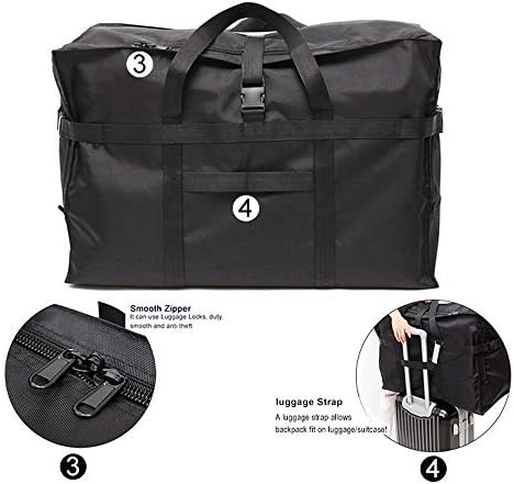 Travel Duffle Bag,Foldable Extra Large Duffel Bags,carry on Travel Bag For Men And Women Camping/Moving Boxes/Airplanes/Hospital/Tent (100 Liter, Black)