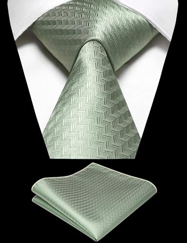 Image of RBOCOTT Mens Woven Tie and Pocket Square with Tie Bar Sets Solid Necktie