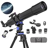 Telescope, Telescope for Adults High Powered,90mm Aperture 800mm AZ Mount Astronomical Refracting Professional Telescopes for Kids & Beginners with Phone Adapter,Portable Travel Carry Bag
