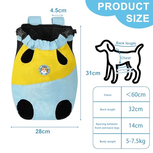 Rucksack Hunde Tragetasche Hundetragerucksack, Verstellbar Beinfreiheits Haustierrucksack, Rucksack für Kleine Hund und Katzen von 5-8 kg, Atmungsaktiv und Bequem Hundetrage für Wandern Reisen