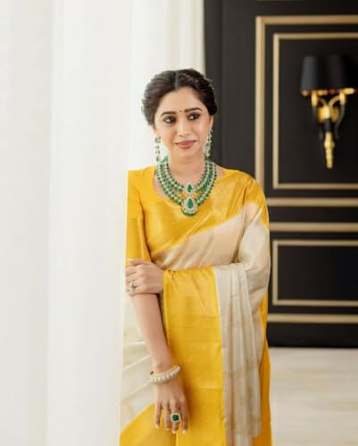 Orbexa yellow silk navratri saree – image 5