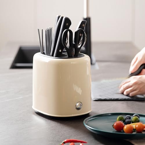 Escurridor de utensilios multifuncional compacto para secar cubiertos en plástico beige 4