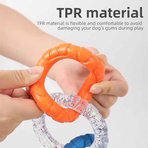 BT Bear Tug of War Dog Toy, Triple Pull Loop Interactive Fetch Toy for Small Dogs Medium Dogs (Orange Blue) - Image 2