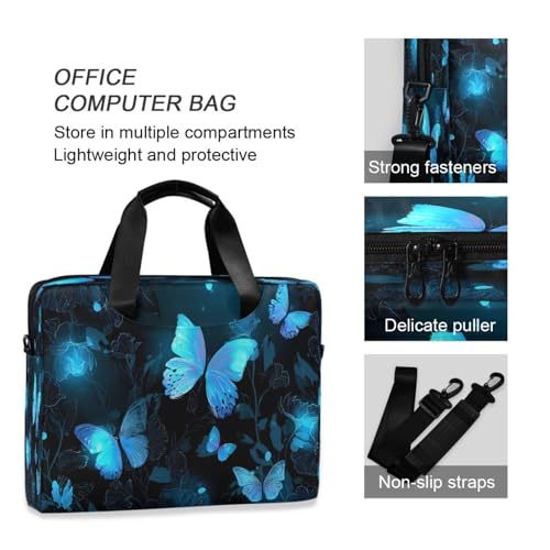 Maletín para laptop con diseño mariposas azul miniatura 5