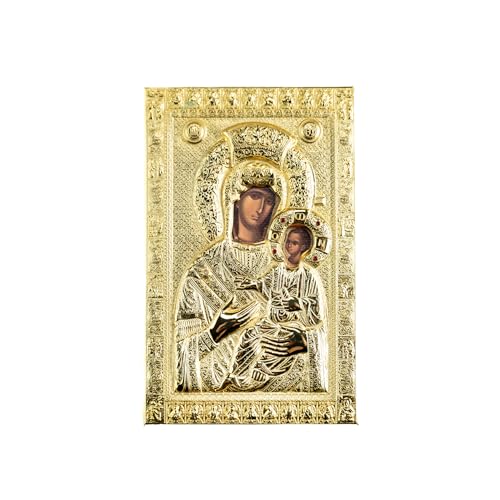 VATOPEDI MONASTERY Mother Of God Vimatarissa Replica of Miraculous Icon from Mount Athos (10 x 7 cm) - Round