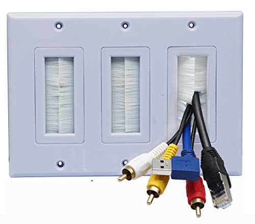 Placa de pared RJ45 y USB con pasacables de cepillo CGTime para empotrar 7