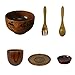 DOITOOL 6 Sztuk Drewniane Pałeczki Zestaw Miska Ryżu Chopstick Łyżka Widelec W Stylu Vintage Drewno Żywności Płyta Kubek Wody Sos Zestaw Dla Strona Główna Kuchnia (Mieszane Kolor)